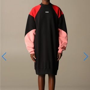 MSGM Cotton sweatshirt dress with logo